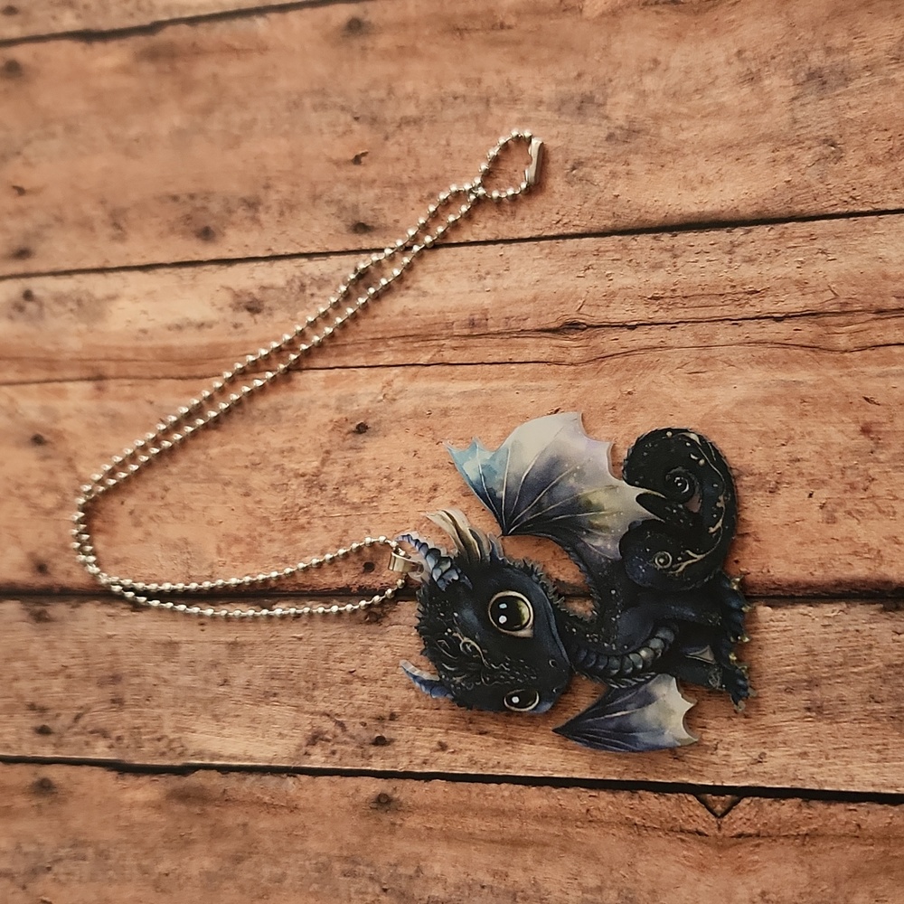 Acrylic baby dragon with chain